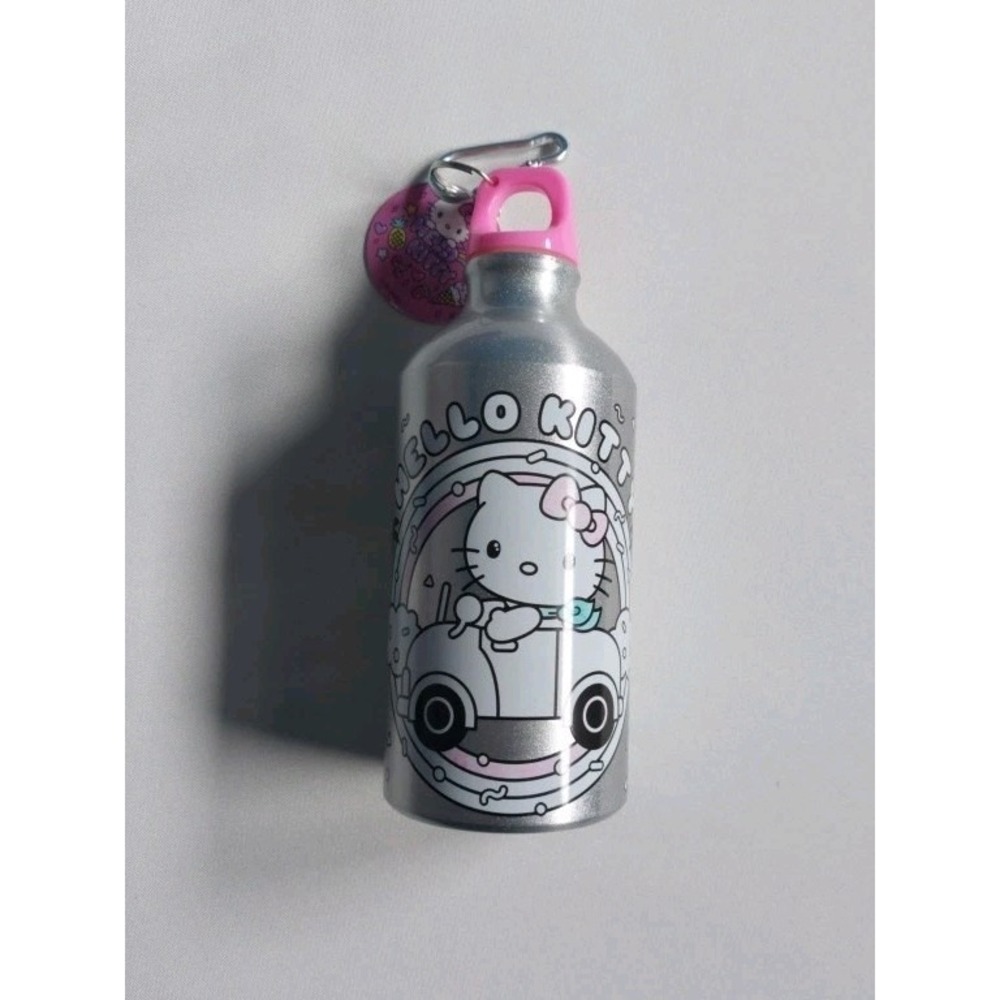 Hello Kitty Aluminum Water Bottle Let's Go! Doodles Pink Cap